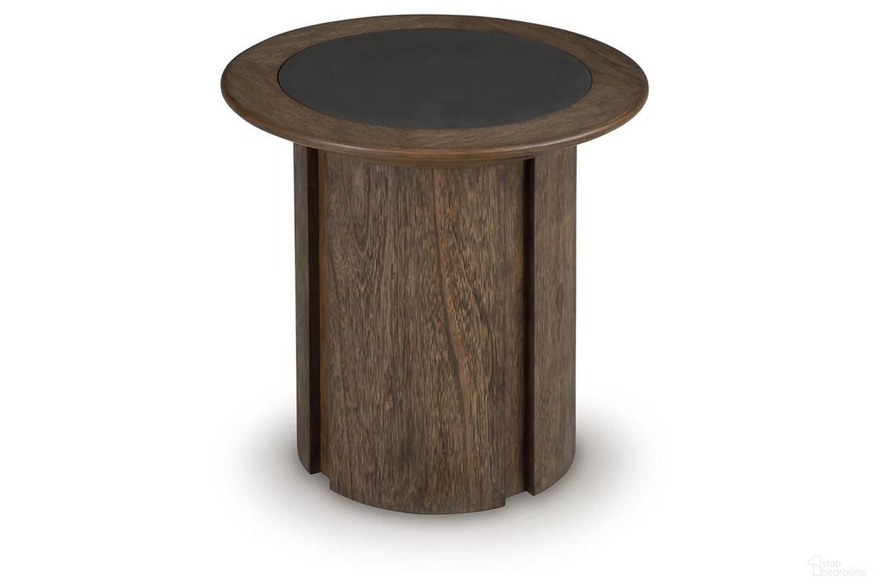 The appearance of Dontayne End Table In Warm Brown designed by Signature Design by Ashley in the modern / contemporary interior design. This warm brown piece of furniture  was selected by 1StopBedrooms from Dontayne Collection to add a touch of cosiness and style into your home. Sku: T563-6. Material: Wood.