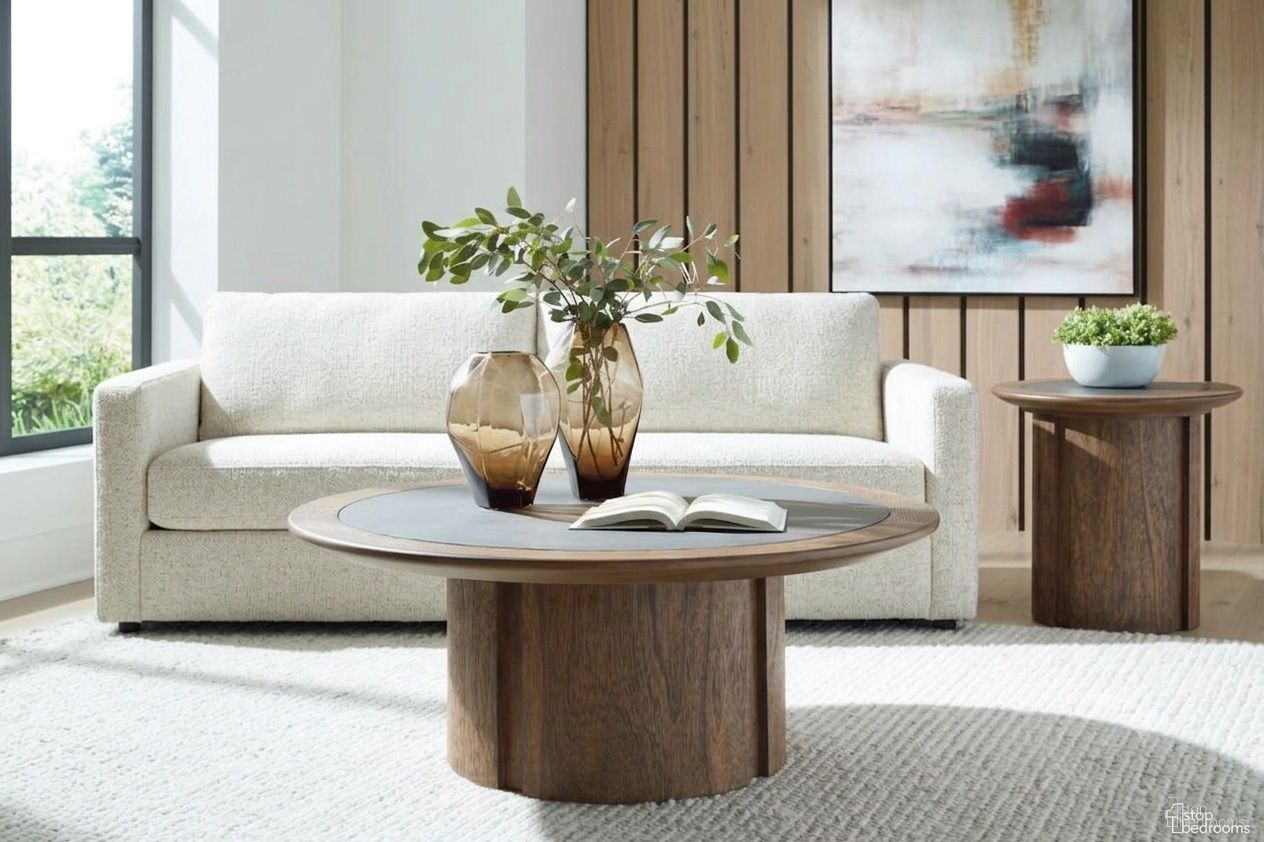 The appearance of Dontayne Occasional Table Set In Warm Brown designed by Signature Design by Ashley in the modern / contemporary interior design. This warm brown piece of furniture  was selected by 1StopBedrooms from Dontayne Collection to add a touch of cosiness and style into your home. Sku: T563-8;T563-6. Material: Marble.