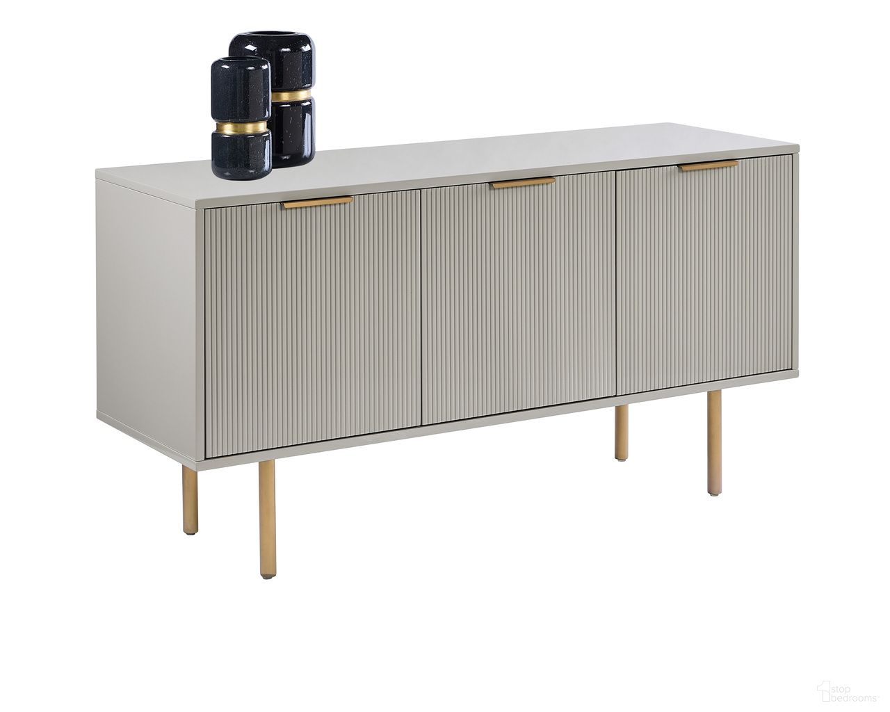 Dorada Sideboard In High Gloss Grey and Brushed Gold