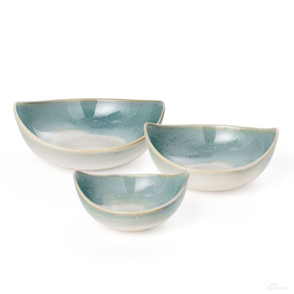 Dorian Decorative Ceramic Bowls Set of 3 In Blue and White