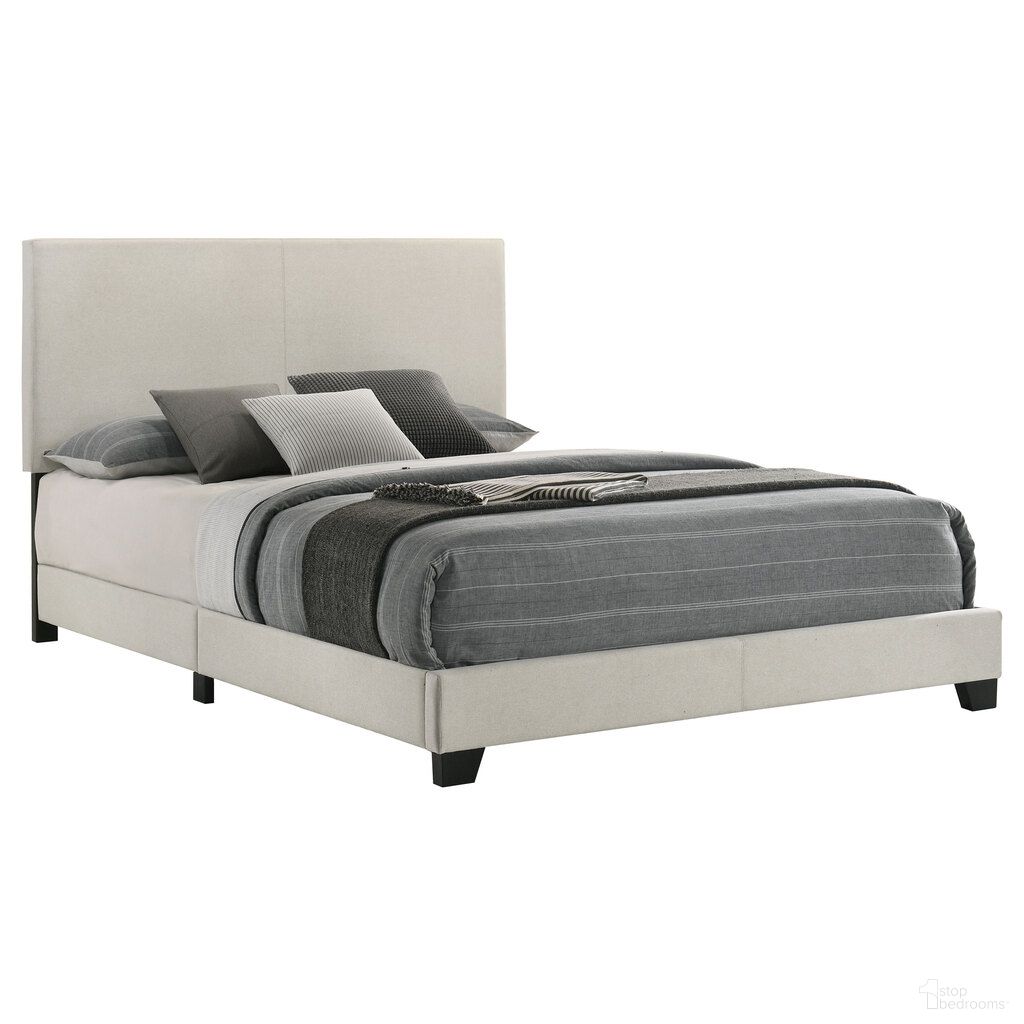The appearance of Dorian Fabric Upholstered Queen Panel Bed In Cream designed by Coaster in the transitional interior design. This cream piece of furniture was selected by 1StopBedrooms from Dorian Collection to add a touch of cosiness and style into your home. Sku: 300852Q. Bed Type: Panel Bed. Material: Polyester. Bed Size: Queen.
