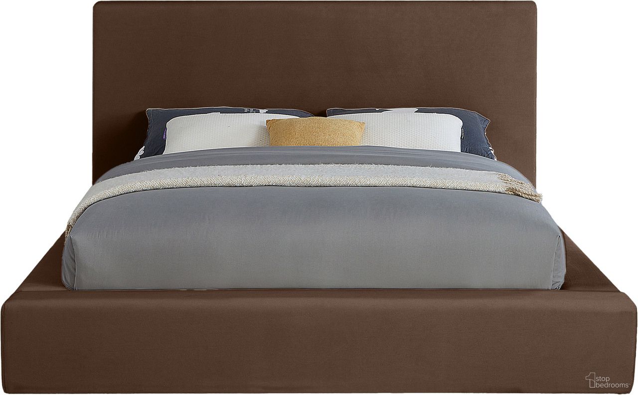 Dorian Velvet King Bed In Brown Velvet