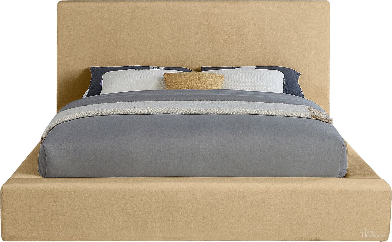 Dorian Velvet King Bed In Camel