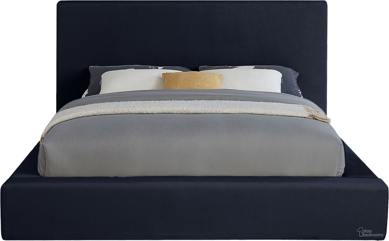 Dorian Velvet King Bed In Navy Velvet