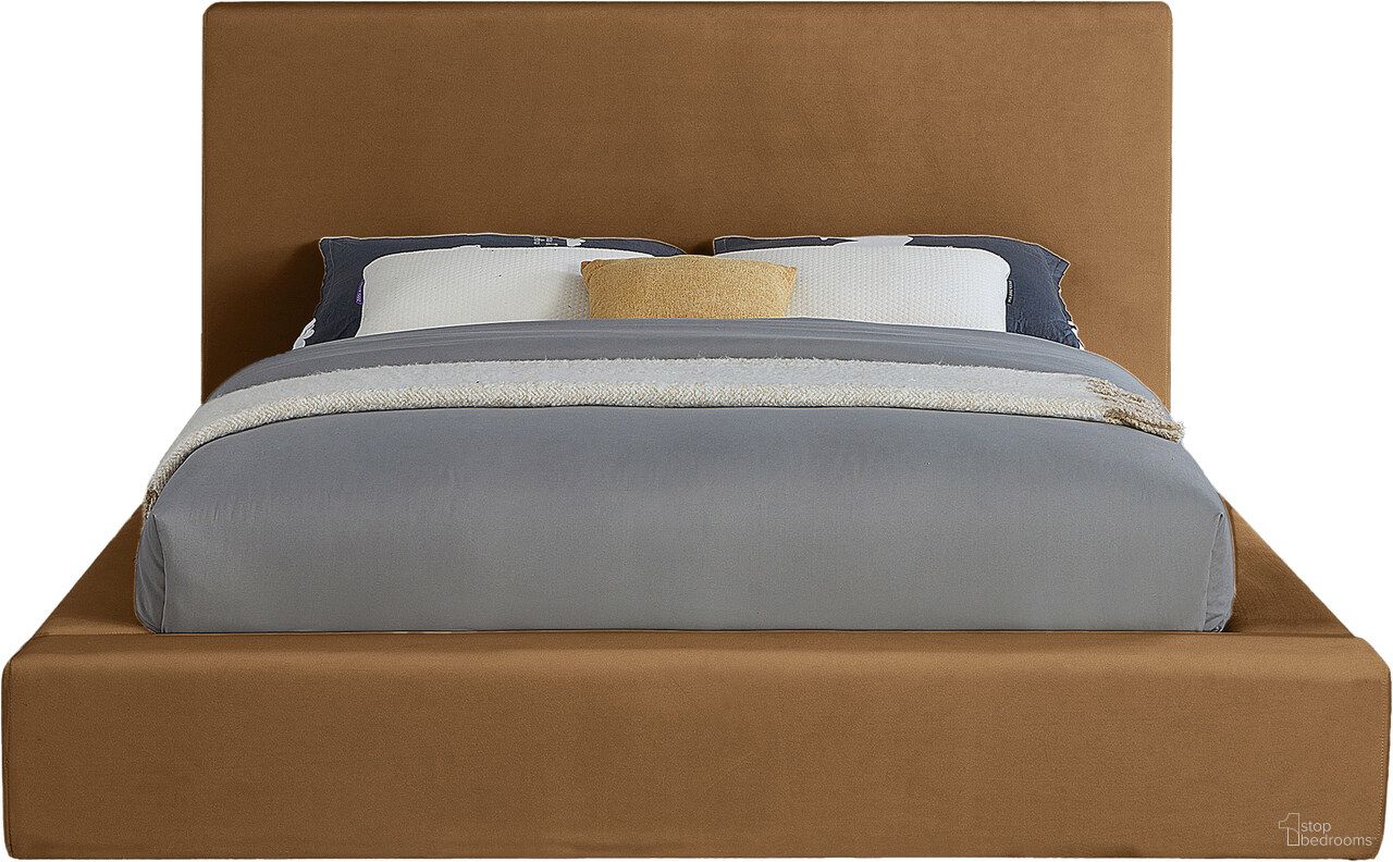 Dorian Velvet King Bed In Saddle