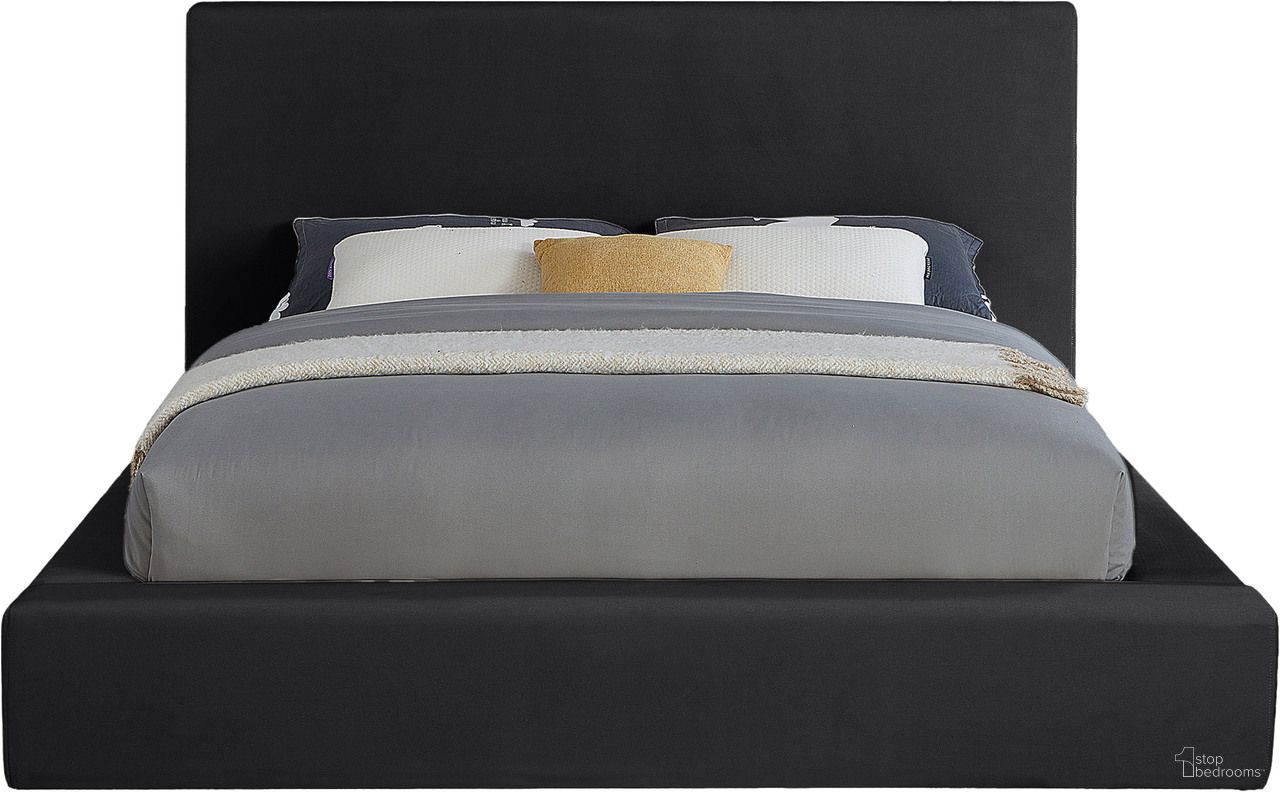 Dorian Velvet Queen Bed In Black Velvet
