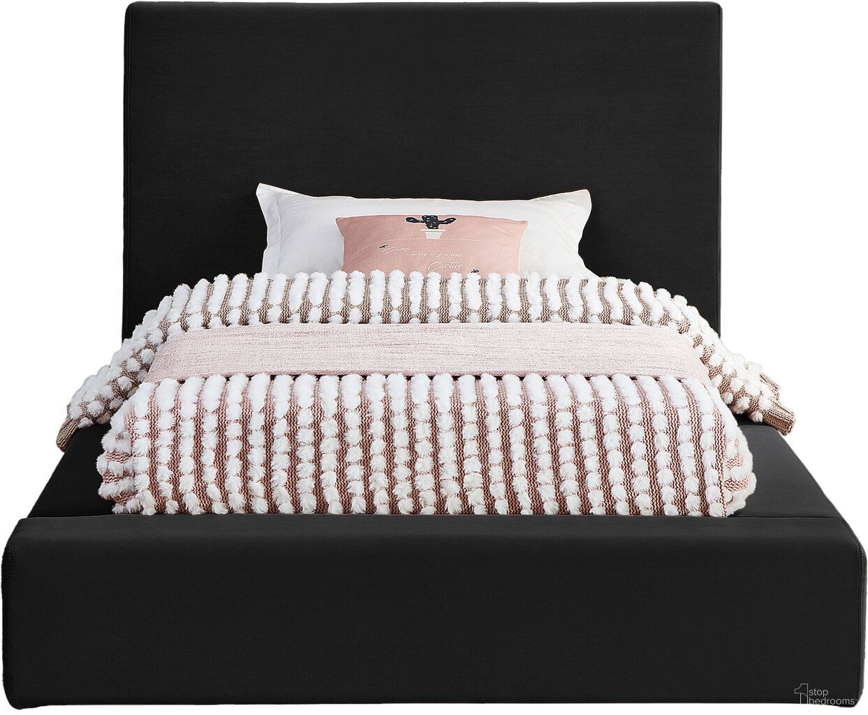 Dorian Velvet Twin Bed In Black Velvet