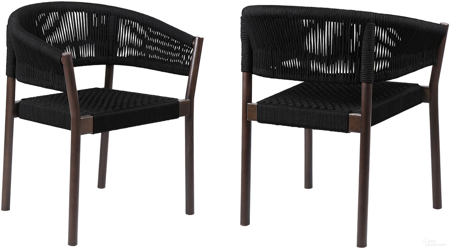 The appearance of Doris Indoor Outdoor Dining Chair Set of 2 In Dark Eucalyptus Wood with Black Rope designed by Armen Living in the modern / contemporary interior design. This black piece of furniture was selected by 1StopBedrooms from Doris Collection to add a touch of cosiness and style into your home. Sku: LCDOSIBLK. Material: Rope.