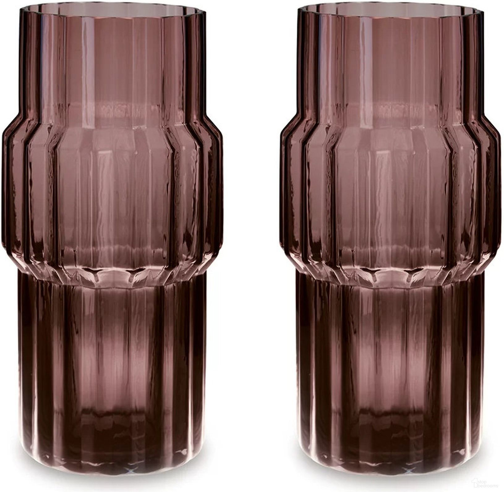 The appearance of Dorlow Vase Set of 2 In Mauve designed by Signature Design by Ashley in the modern / contemporary interior design. This mauve piece of furniture  was selected by 1StopBedrooms from Dorlow Collection to add a touch of cosiness and style into your home. Sku: A2900025. Material: Glass.