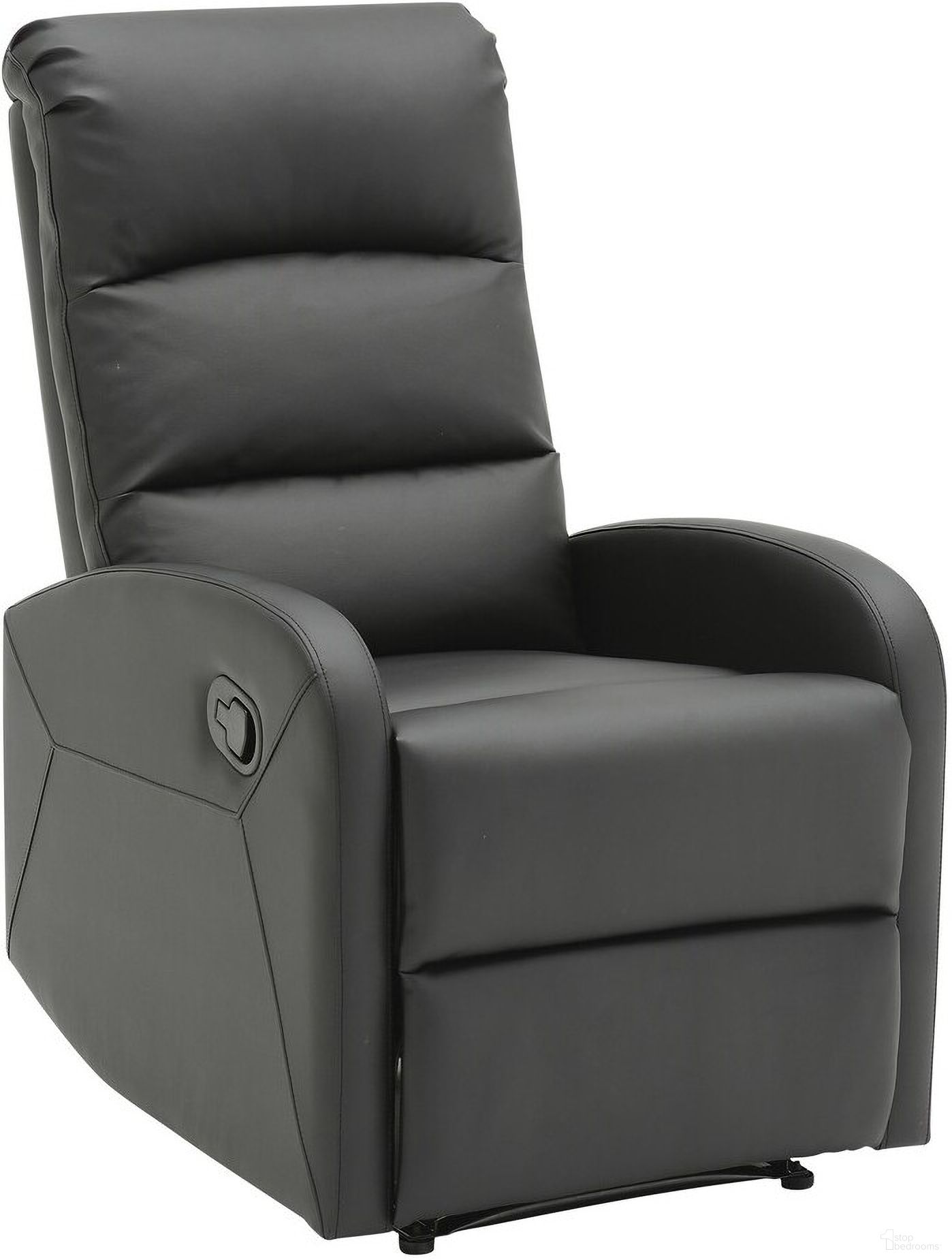 The appearance of Dormi Recliner Chair In Black designed by Lumisource in the modern / contemporary interior design. This black piece of furniture  was selected by 1StopBedrooms from Dormi Collection to add a touch of cosiness and style into your home. Sku: RCL-DORMI BK. Material: Faux Leather.