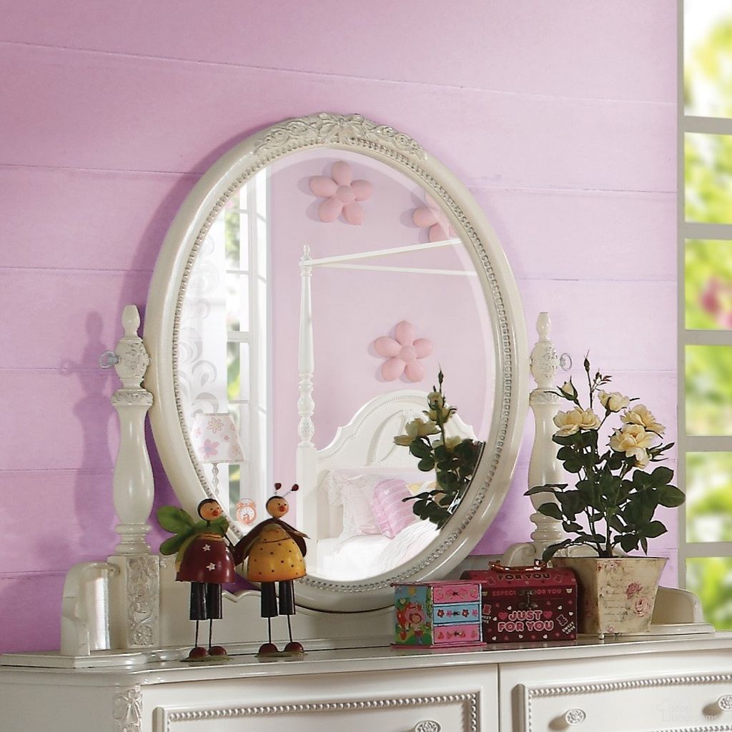 The appearance of Dorothy Mirror In Ivory designed by ACME in the transitional interior design. This ivory piece of furniture was selected by 1StopBedrooms from Dorothy Collection to add a touch of cosiness and style into your home. Sku: BD02268. Material: Wood.