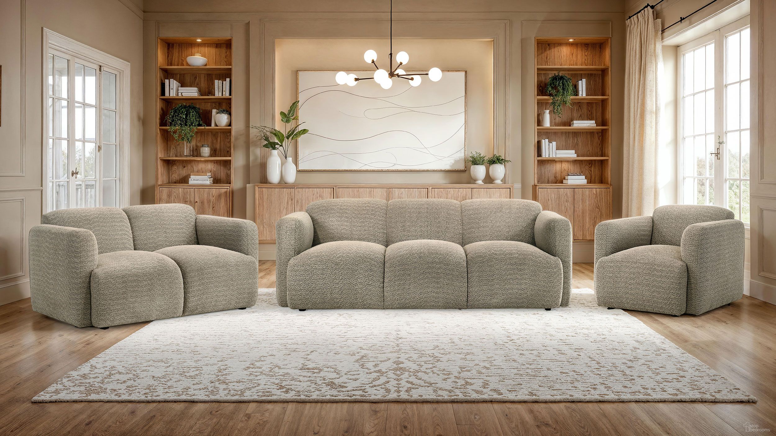 The appearance of Dorset Fabric Upholstered Round Track Arm Living Room Set In Brown designed by Coaster in the modern / contemporary interior design. This brown piece of furniture was selected by 1StopBedrooms from Dorset Collection to add a touch of cosiness and style into your home. Sku: 509814;509815. Material: Fabric.