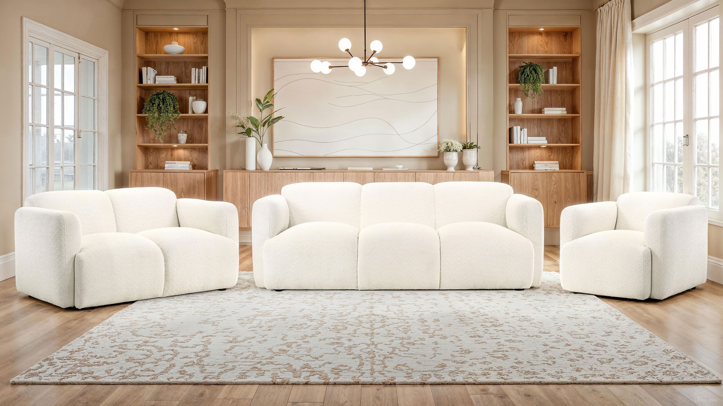 The appearance of Dorset Fabric Upholstered Round Track Arm Living Room Set In White designed by Coaster in the modern / contemporary interior design. This white piece of furniture was selected by 1StopBedrooms from Dorset Collection to add a touch of cosiness and style into your home. Sku: 509811;509812. Material: Fabric.