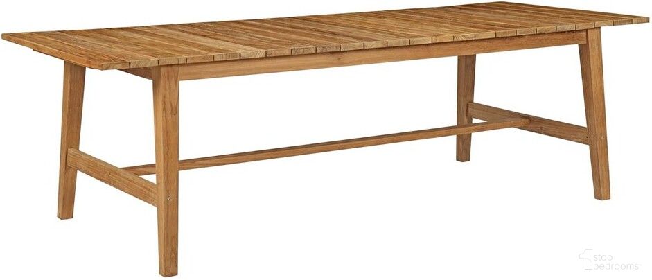 The appearance of Dorset Outdoor Patio Teak Dining Table In Natural designed by Modway in the modern / contemporary interior design. This natural piece of furniture  was selected by 1StopBedrooms from Dorset Collection to add a touch of cosiness and style into your home. Sku: EEI-2713-NAT. Material: Wood. Table Top Shape: Rectangular.