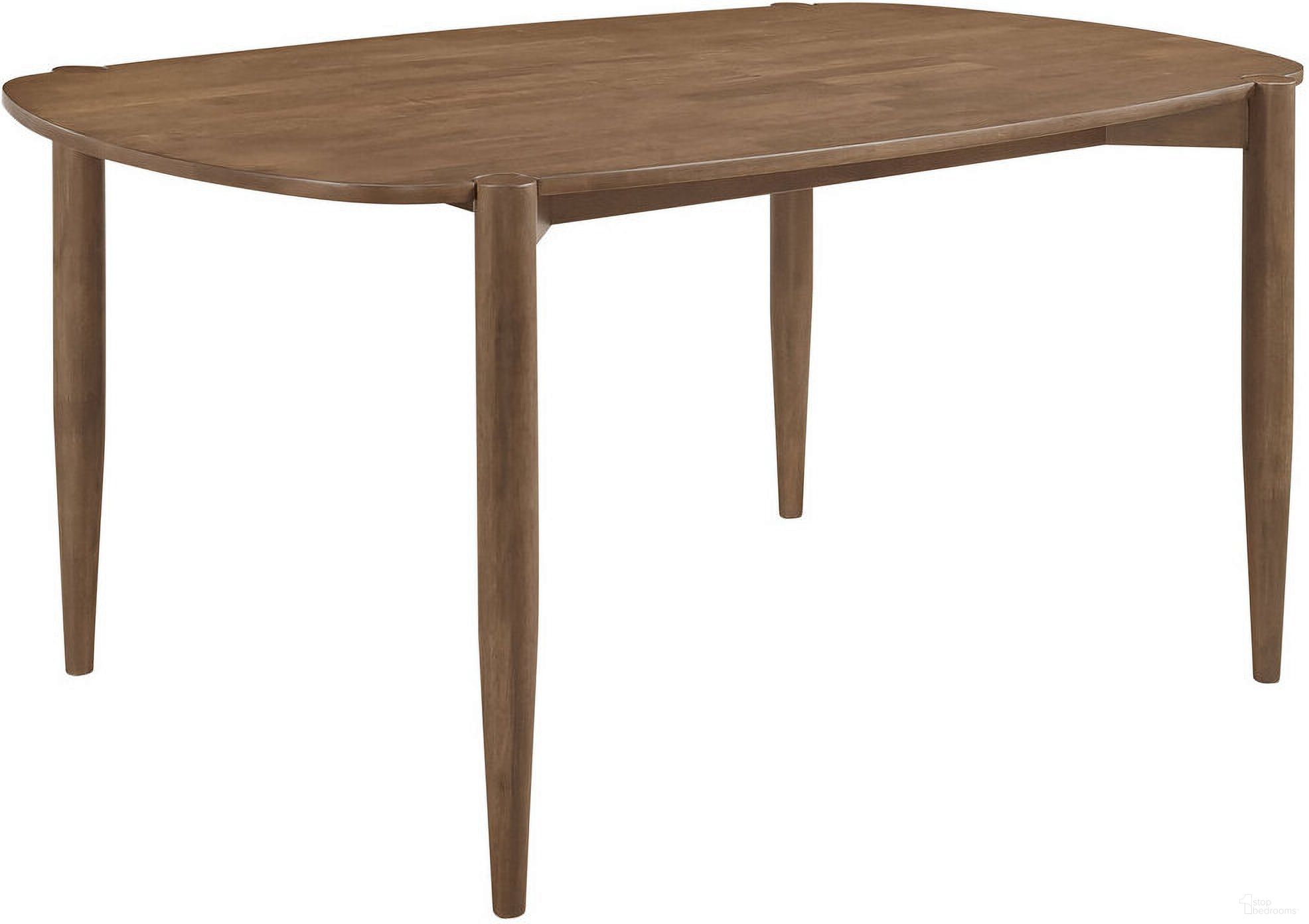 The appearance of Dortch Oval Solid Wood Dining Table Walnut designed by Coaster in the transitional interior design. This walnut piece of furniture  was selected by 1StopBedrooms from Dortch Collection to add a touch of cosiness and style into your home. Sku: 108461. Table Base Style: Legs. Table Top Shape: Oval. Material: Wood. Size: 39" x 63".
