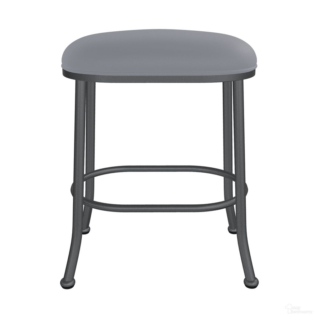 The appearance of Dortmund 26 Inch Counter Height Backless Stool In Lustrous Silver White and Charcoal Gray designed by Wesley Allen in the transitional interior design. This lustrous silver white/charcoal gray piece of furniture  was selected by 1StopBedrooms from Dortmund Collection to add a touch of cosiness and style into your home. Sku: B245H26-XB-SLP-DST. Material: Metal.