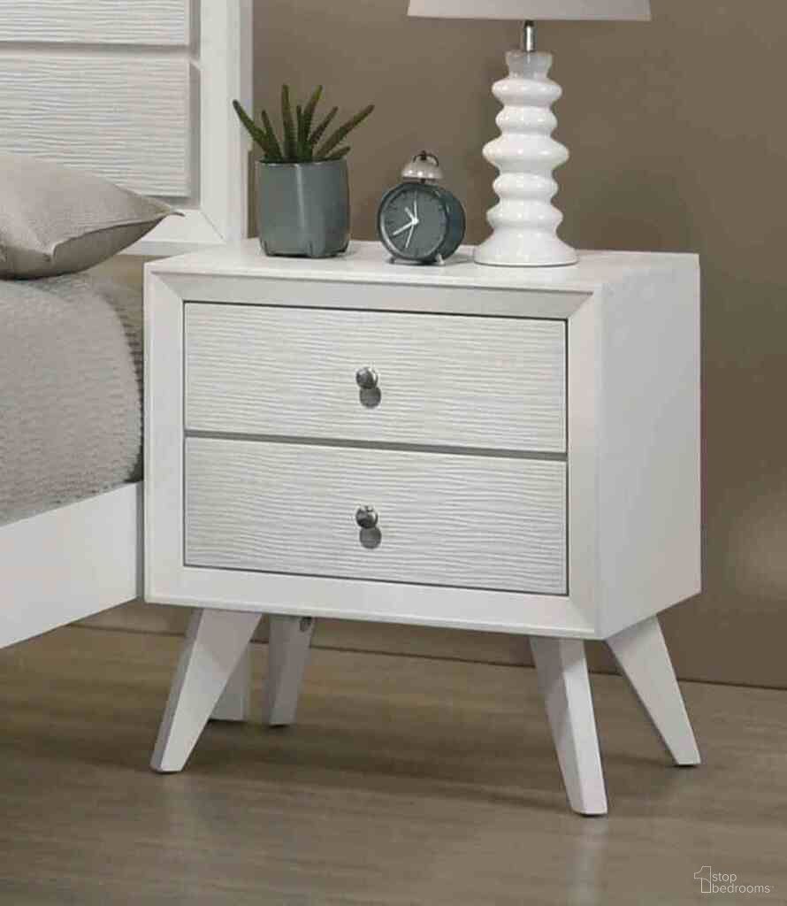 The appearance of Dortmund Nightstand In White designed by Furniture of America in the modern / contemporary interior design. This white piece of furniture was selected by 1StopBedrooms from Dortmund Collection to add a touch of cosiness and style into your home. Sku: CM7465WH-N. Material: Solid Wood.