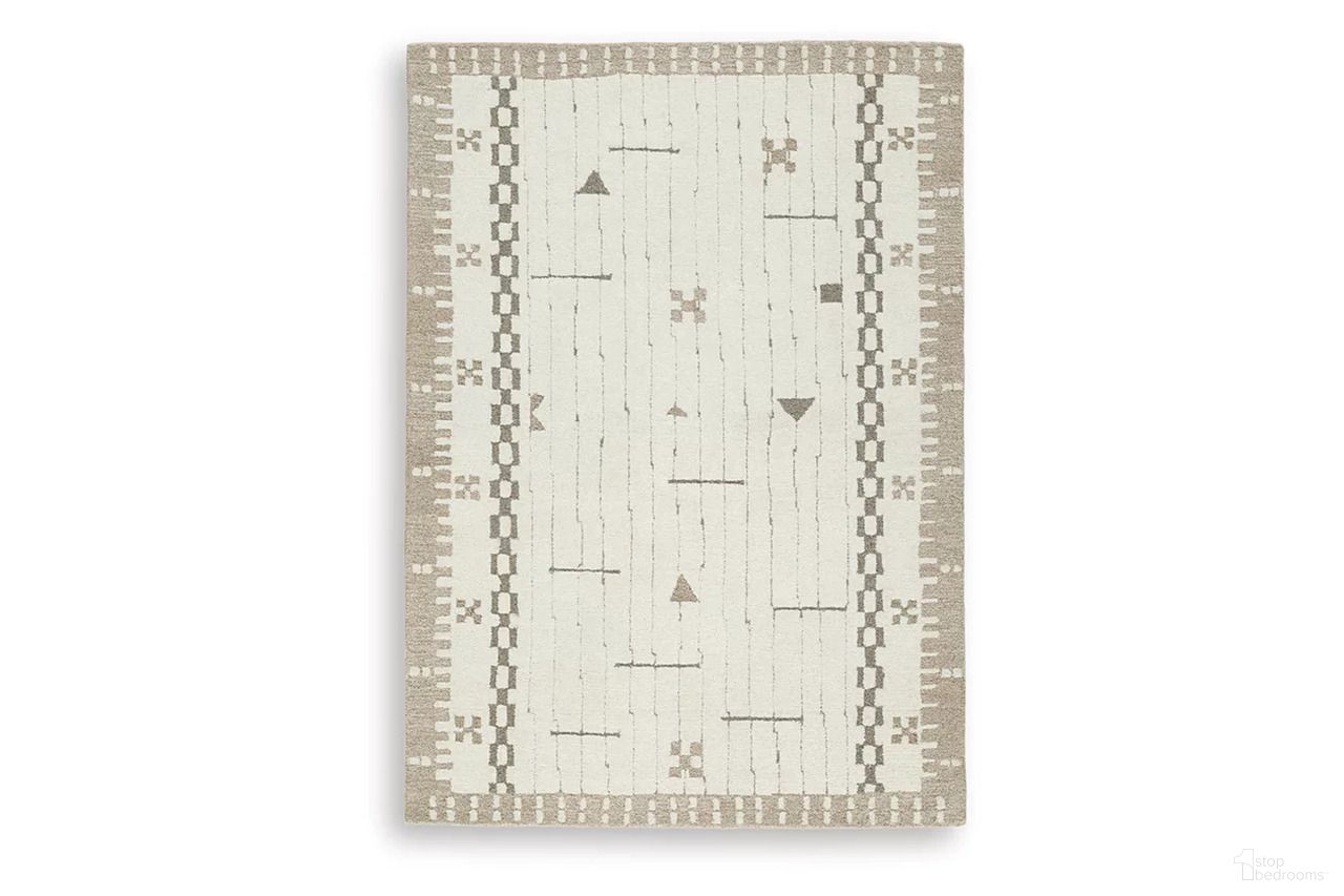 The appearance of Dot 5' x 7' Area Rug In Cream/Brown/Taupe designed by Signature Design by Ashley in the transitional interior design. This cream/brown/taupe piece of furniture was selected by 1StopBedrooms from Dot Collection to add a touch of cosiness and style into your home. Sku: R407652.