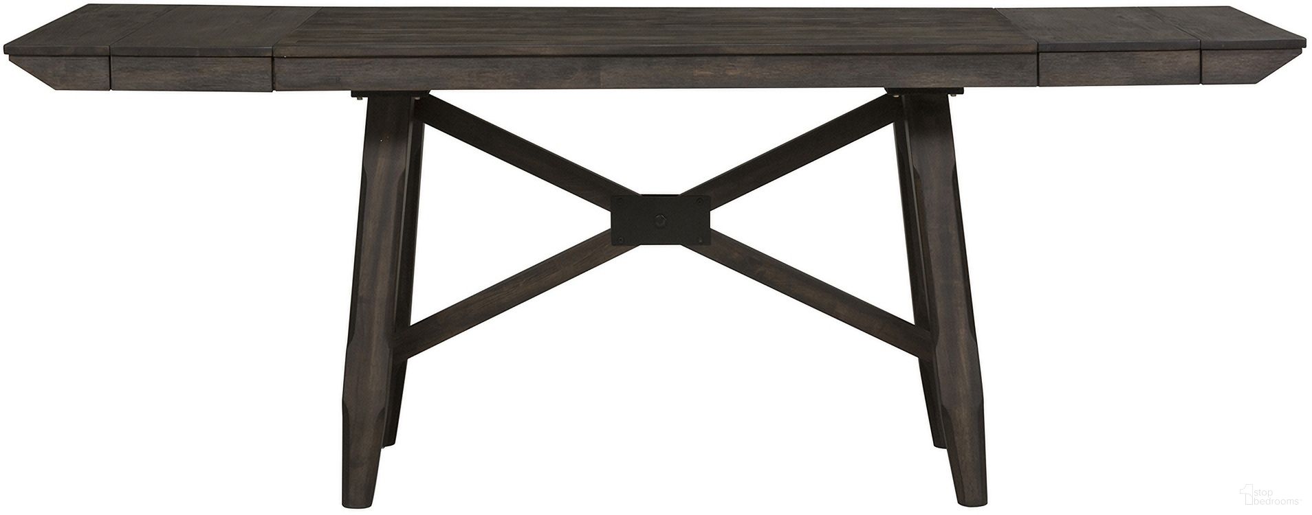 The appearance of Double Bridge Gathering Table Set In Dark Chestnut designed by Liberty in the rustic / southwestern interior design. This dark chestnut piece of furniture was selected by 1StopBedrooms from Double Bridge Collection to add a touch of cosiness and style into your home. Sku: 152-GT3696T;152-GT3696P. Table Base Style: Trestle. Table Top Shape: Rectangular. Material: Solid Rubberwood.