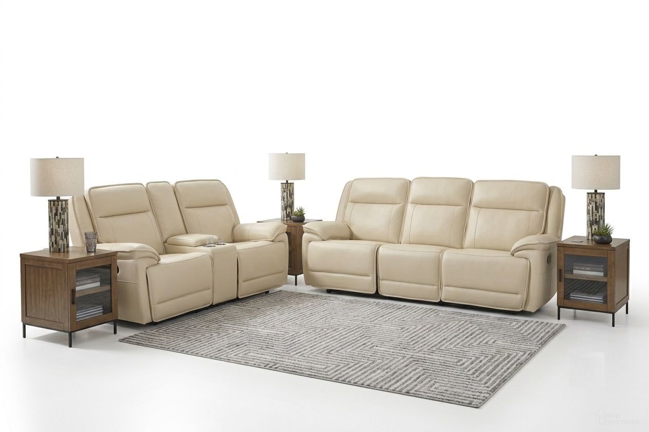The appearance of Double Deal Power Reclining Living Room Set In Almond designed by Signature Design by Ashley in the modern / contemporary interior design. This almond piece of furniture  was selected by 1StopBedrooms from Double Deal Collection to add a touch of cosiness and style into your home. Sku: U1300158;U1300146;U1300162;U1300158;U1300162. Material: Genuine Leather.