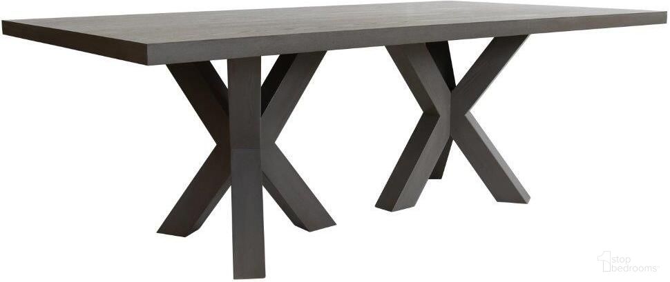 The appearance of Double Tripod Base Rectangle Dining Table In Smoke Grey Oak designed by Worlds Away in the traditional interior design. This smoke grey piece of furniture  was selected by 1StopBedrooms from  to add a touch of cosiness and style into your home. Sku: HAINES SG. Table Base Style: Double Pedestal. Material: MDF. Table Top Shape: Rectangular. Size: 48" x 86".