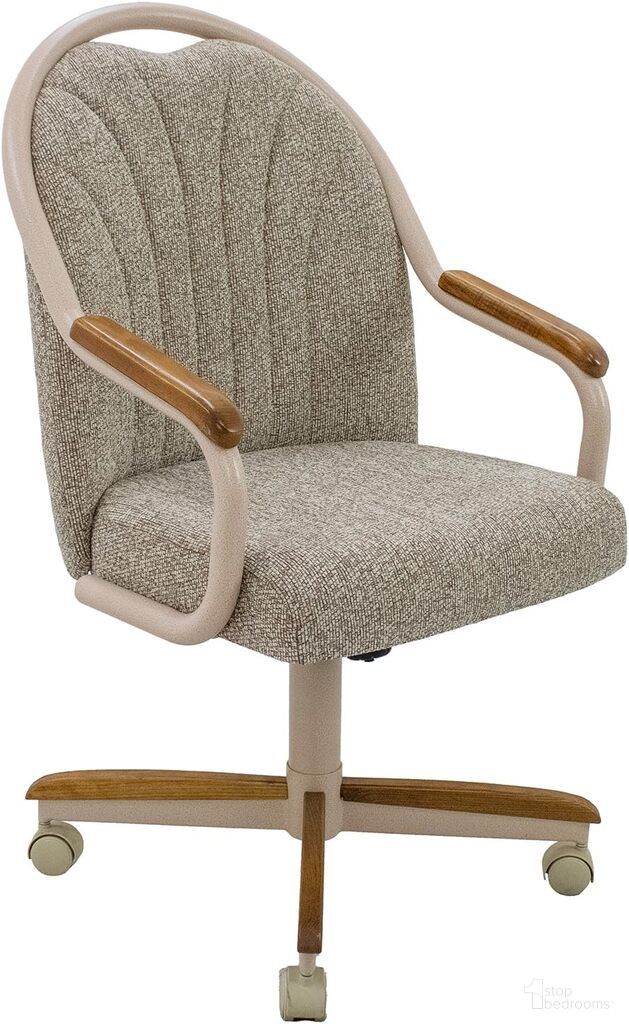 The appearance of Douglas Caster Swivel Tilt Fabric Dinning Chair In Chestnut and Light Sand designed by Chromcraft in the transitional interior design. This chestnut/light sand piece of furniture was selected by 1StopBedrooms from Douglas Collection to add a touch of cosiness and style into your home. Sku: D7775R-CHLT-31-DP32CHLT. Material: Plywood. Chair Type: Arm Chair.