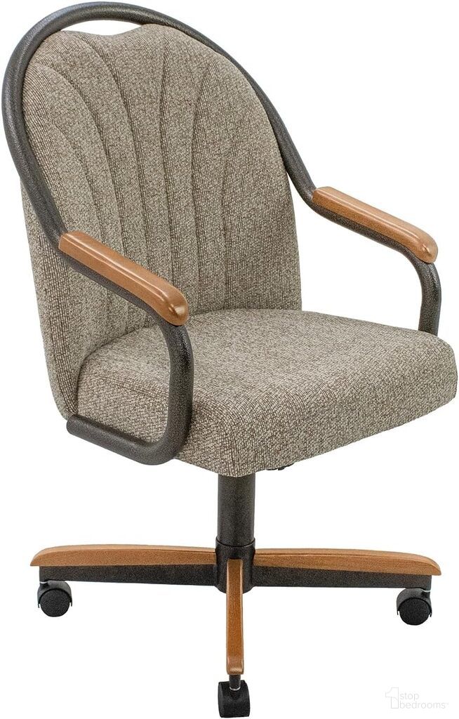 Douglas Caster Swivel Tilt Fabric Dinning Chair In Chestnut and Texture Bronze
