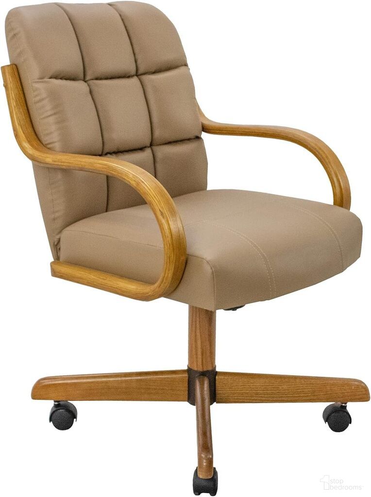 The appearance of Douglas Caster Swivel Tilt Fabric Dinning Chair with PU Upholstery In Chestnut designed by Chromcraft in the transitional interior design. This chestnut piece of furniture was selected by 1StopBedrooms from Douglas Collection to add a touch of cosiness and style into your home. Sku: D9520R-CH-B316-DP19ACH-P. Material: Plywood. Chair Type: Arm Chair.