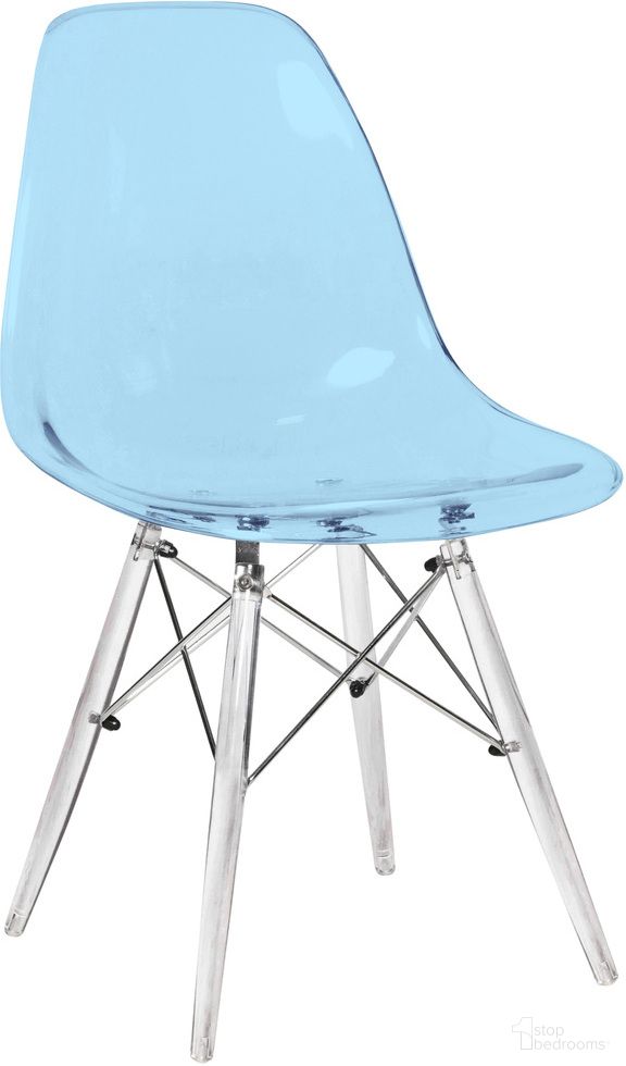 The appearance of Dover Molded Side Chair In Transparent Blue designed by LeisureMod in the modern / contemporary interior design. This transparent blue piece of furniture was selected by 1StopBedrooms from Dover Collection to add a touch of cosiness and style into your home. Sku: EPC19TBU. Material: Plastic. Chair Type: Side Chair.