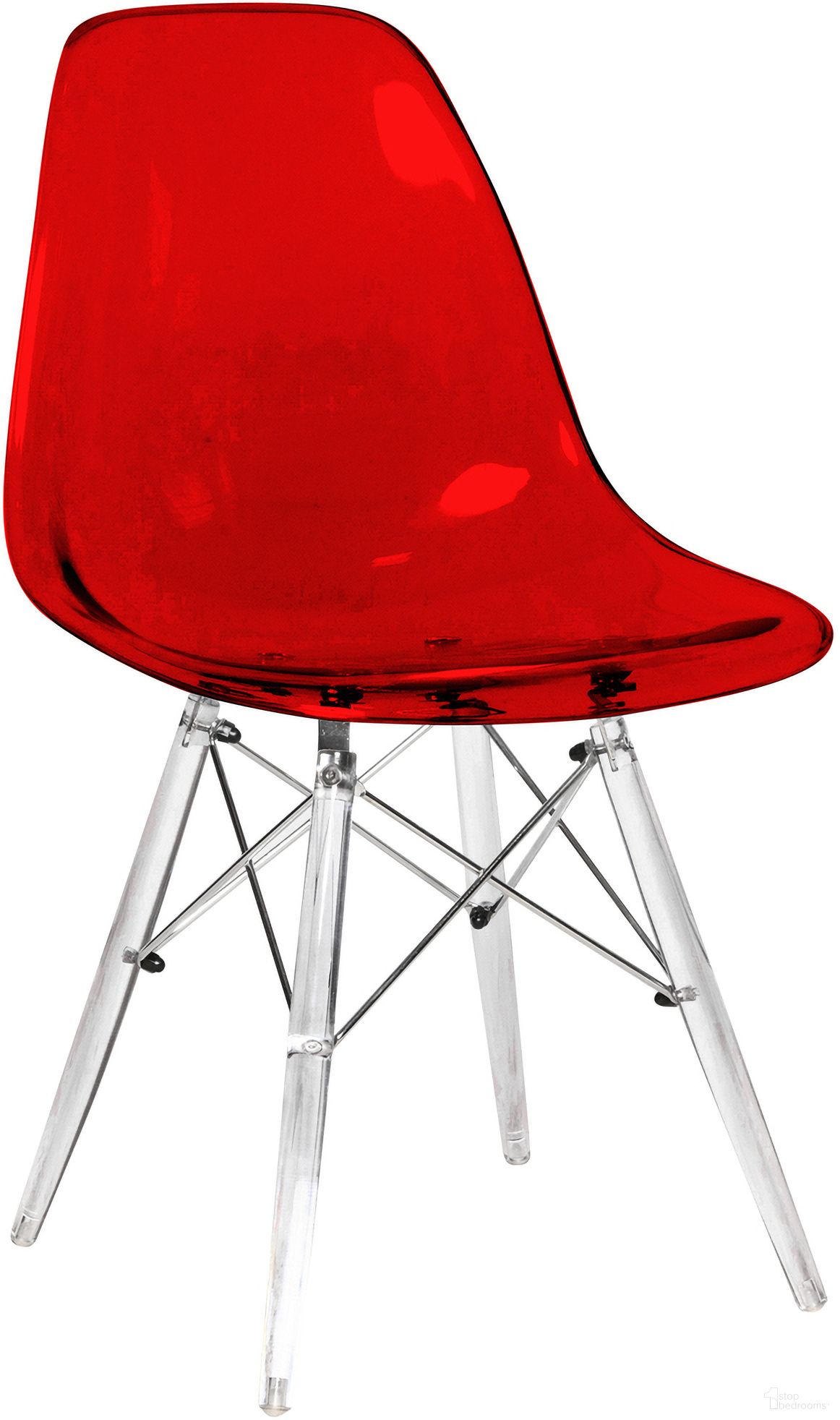 The appearance of Dover Molded Side Chair In Transparent Red designed by LeisureMod in the modern / contemporary interior design. This transparent red piece of furniture was selected by 1StopBedrooms from Dover Collection to add a touch of cosiness and style into your home. Sku: EPC19TR. Material: Plastic. Chair Type: Side Chair.