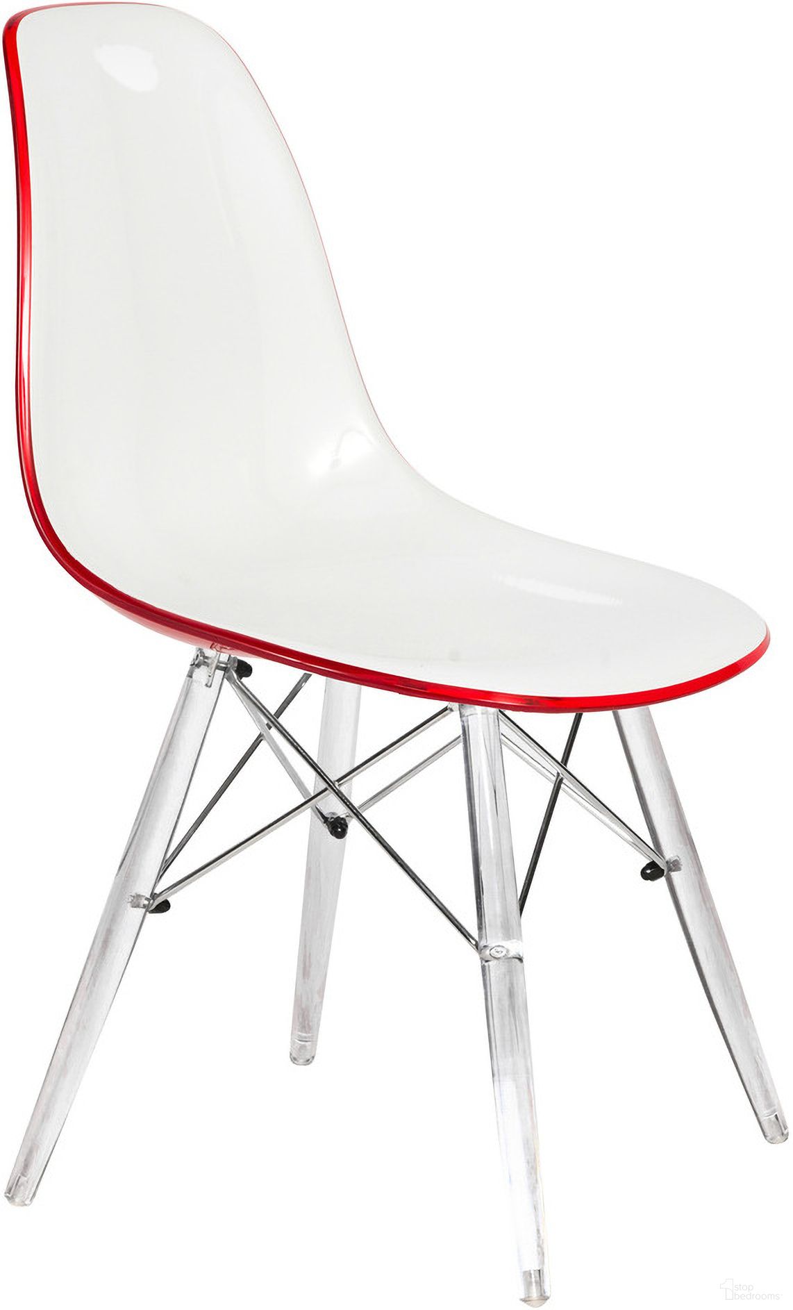 The appearance of Dover Molded Side Chair In White Red designed by LeisureMod in the modern / contemporary interior design. This white red piece of furniture  was selected by 1StopBedrooms from Dover Collection to add a touch of cosiness and style into your home. Sku: EPC19WR. Material: Plastic. Chair Type: Side Chair.