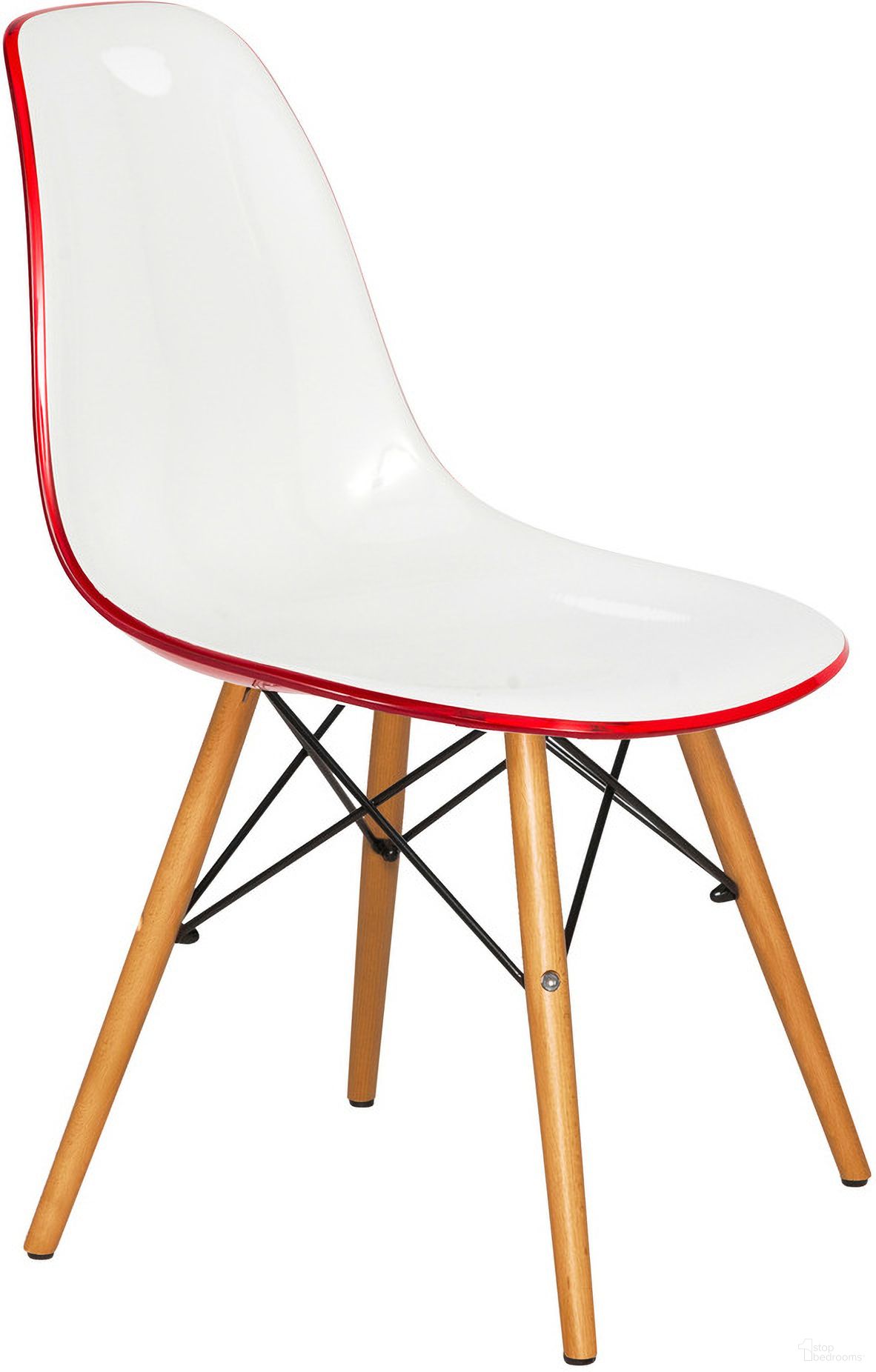The appearance of Dover Plastic Molded Dining Side Chair In White Red designed by LeisureMod in the modern / contemporary interior design. This white red piece of furniture was selected by 1StopBedrooms from Dover Collection to add a touch of cosiness and style into your home. Sku: EP19WR. Material: Plastic. Chair Type: Side Chair.