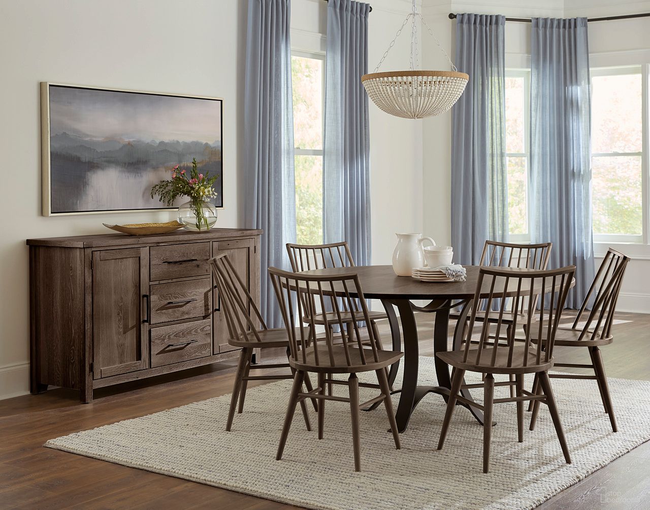 Dovetail 60 Inch Round Dining Room Set In Aged Grey