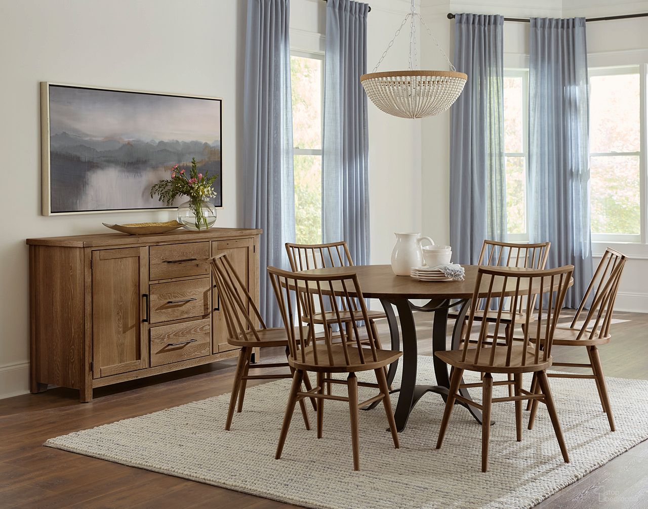 Dovetail 60 Inch Round Dining Room Set In Natural