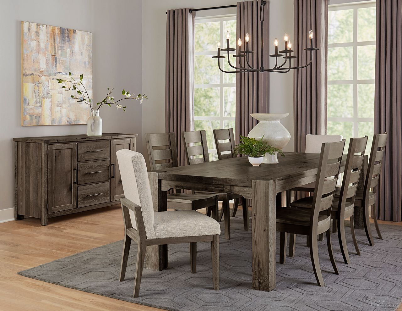Dovetail 76 Inch Dining Room Set In Aged Grey