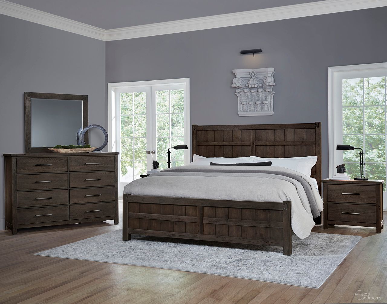 The appearance of Dovetail Board and Batten Bedroom Set In Java designed by Vaughan Bassett in the transitional interior design. This java piece of furniture was selected by 1StopBedrooms from Dovetail Collection to add a touch of cosiness and style into your home. Sku: 750-559;750-955;750-922;750-227. Material: Wood. Bed Size: California King.