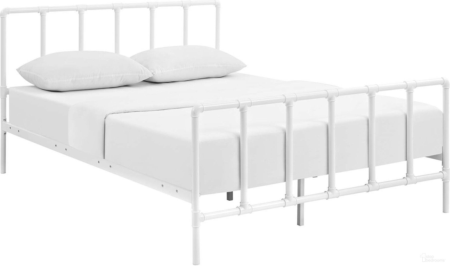 The appearance of Dower White Queen Stainless Steel Bed designed by Modway in the modern / contemporary interior design. This white piece of furniture was selected by 1StopBedrooms from Dower Collection to add a touch of cosiness and style into your home. Sku: MOD-5437-WHI-1;MOD-5437-WHI-2. Material: Steel. Bed Size: Queen. Bed Type: Slat / Spindle Bed.