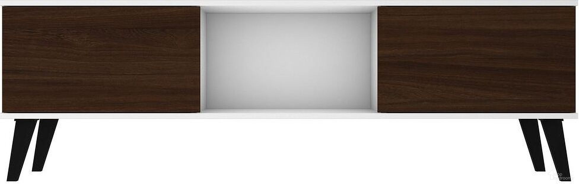 Doyers 62.20 Mid-Century Modern TV Stand In White And Nut Brown