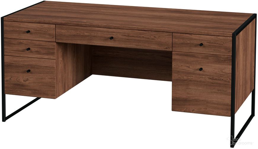 The appearance of Drake 2 Drawer Iron and Wood Writing Desk In Medium Brown designed by Butler Specialty Company in the transitional interior design. This medium brown piece of furniture  was selected by 1StopBedrooms from Drake Collection to add a touch of cosiness and style into your home. Sku: 5573421. Material: MDF.