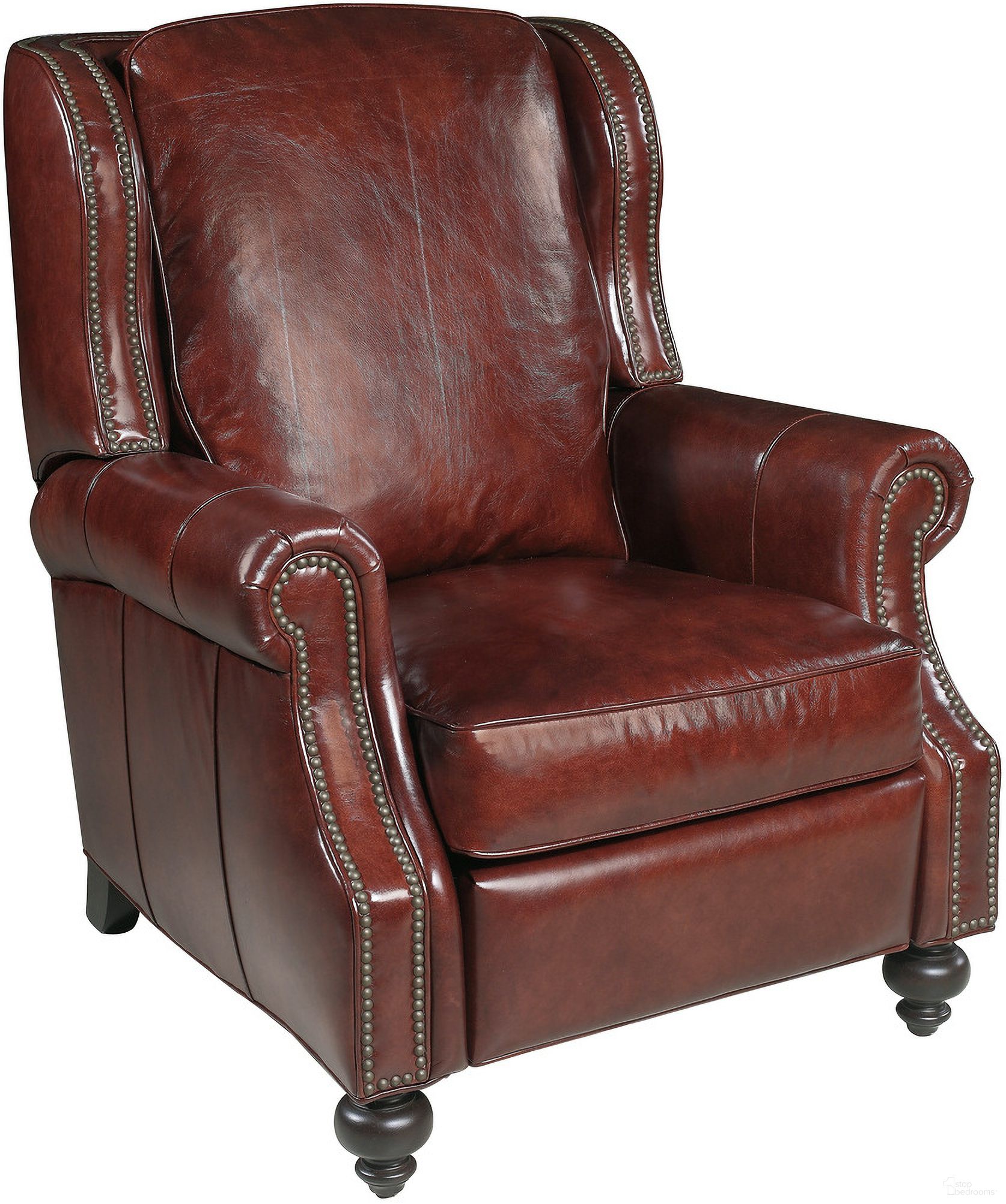 The appearance of RC Drake Red Leather Recliner designed by Hooker in the traditional interior design. This red piece of furniture was selected by 1StopBedrooms from RC Collection to add a touch of cosiness and style into your home. Sku: RC140-085. Material: Leather.