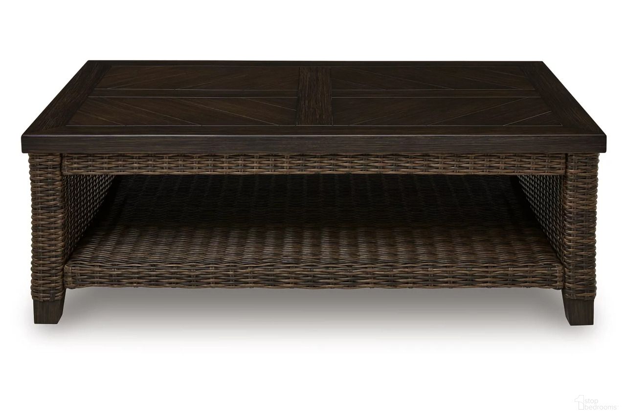 The appearance of Drakes Beach Outdoor Coffee Table In Dark Brown designed by Signature Design by Ashley in the transitional interior design. This dark brown piece of furniture was selected by 1StopBedrooms from Drakes Beach Collection to add a touch of cosiness and style into your home. Sku: P760-701. Material: Aluminium.