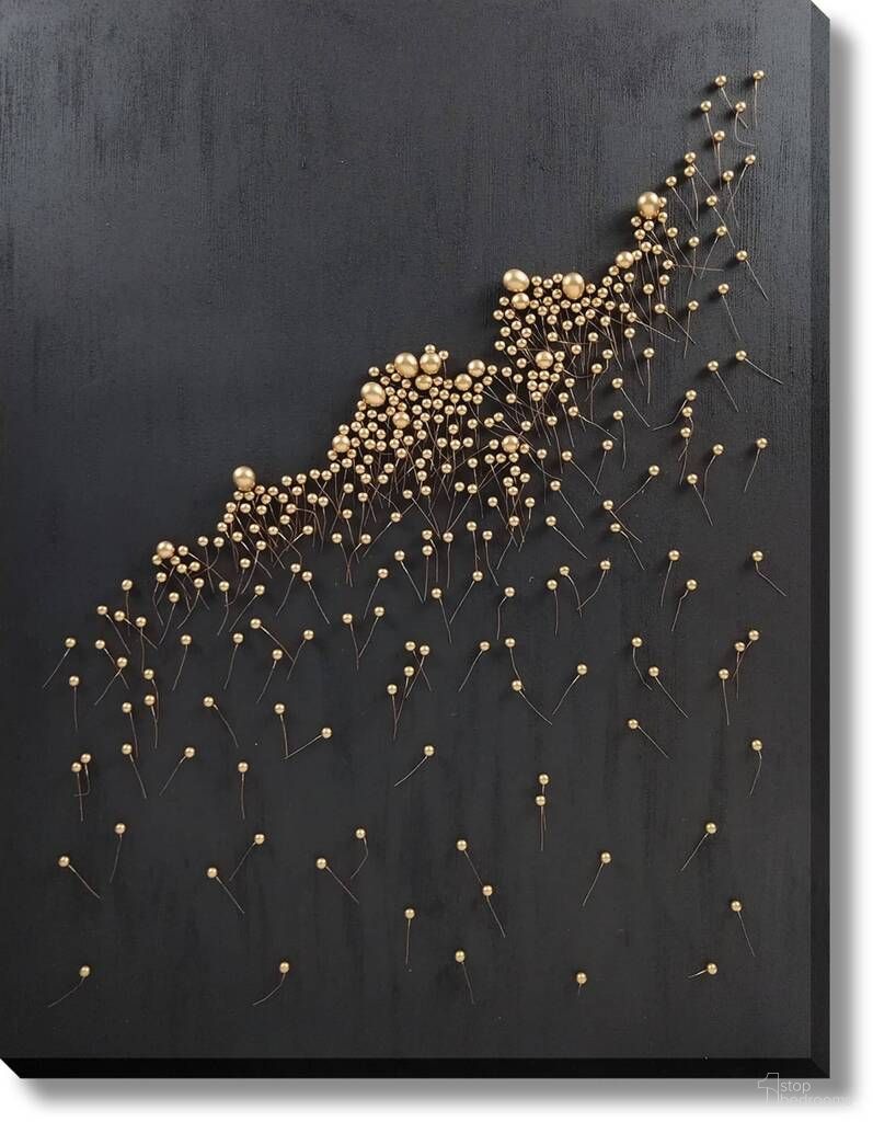 Dramatic Blossom Dimensional Abstract Canvas Wall Art In Black and Gold