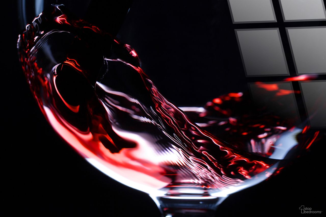 Dramatic Crimson Pour - 40" x 60" - Tempered Glass In Black and Red
