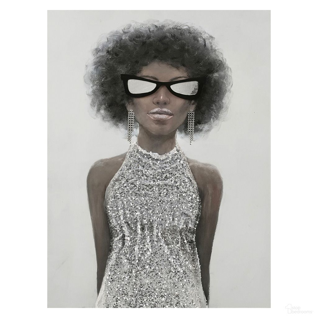 Dramatic Elegant Woman in Attire Canvas Wall Art In Silver