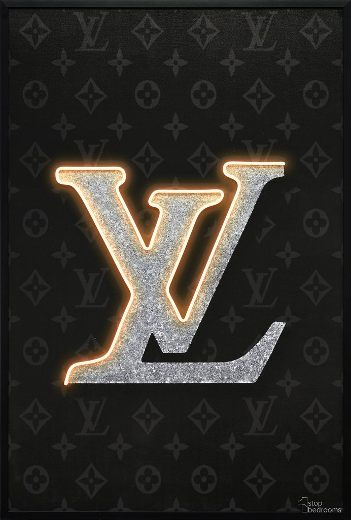 Dramatic Luminous Monogram - 48" x 33" - Hand-Embellished LED Canvas In Black and Silver
