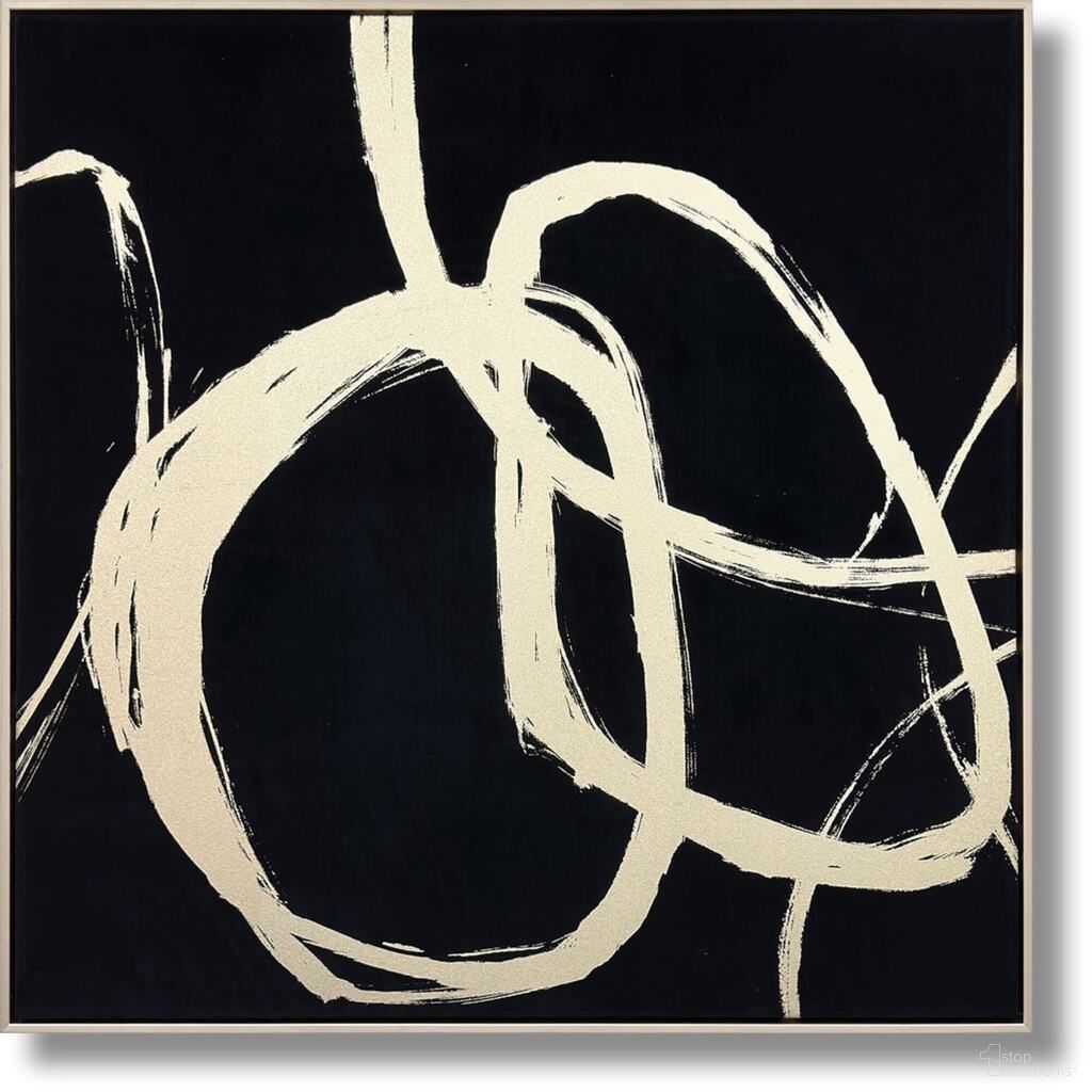 Dramatic Monochrome Kinetic Swirl Canvas Wall Art In Black and Gold