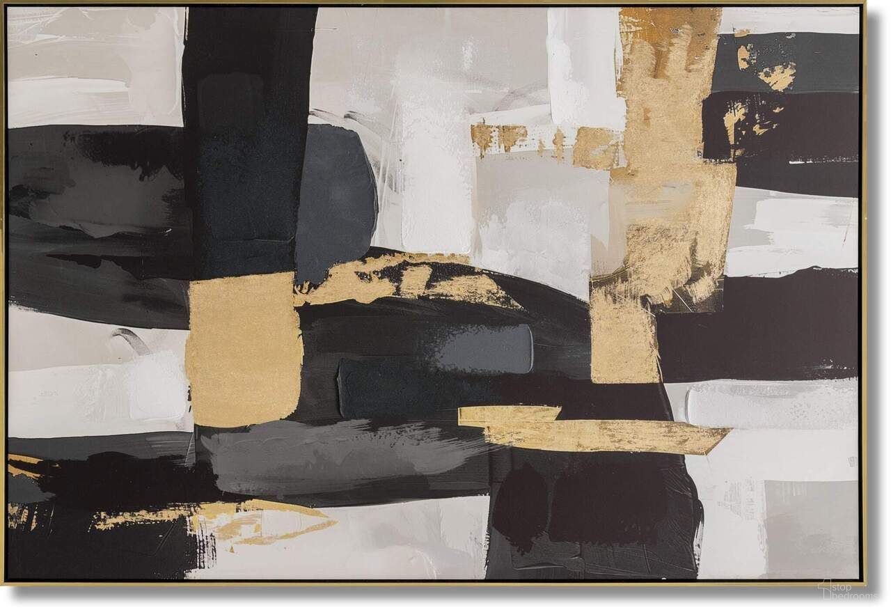 Dramatic Noir Fusion Canvas Wall Art In Gold