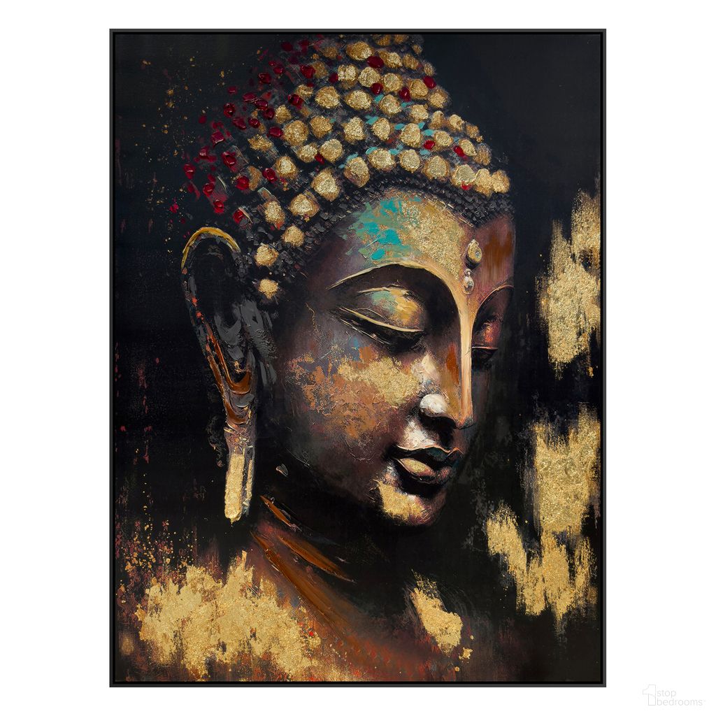 Dramatic Tranquility Buddha Canvas Wall Art In Gold