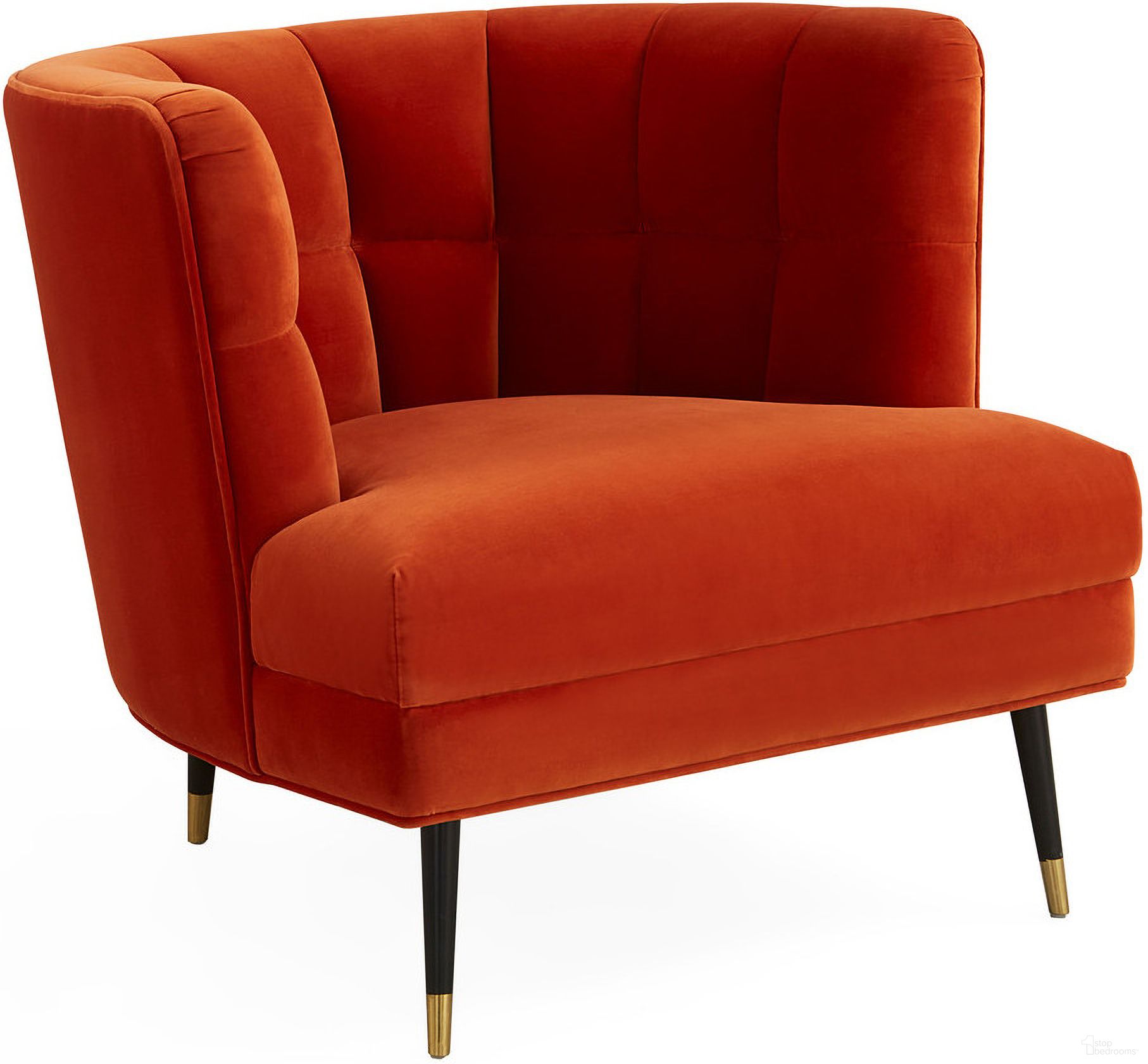The appearance of Draper Club Chair In Varese Persimmon designed by Jonathan Adler in the transitional interior design. This varese persimmon piece of furniture  was selected by 1StopBedrooms from Draper Collection to add a touch of cosiness and style into your home. Sku: 33374. Material: Cotton.