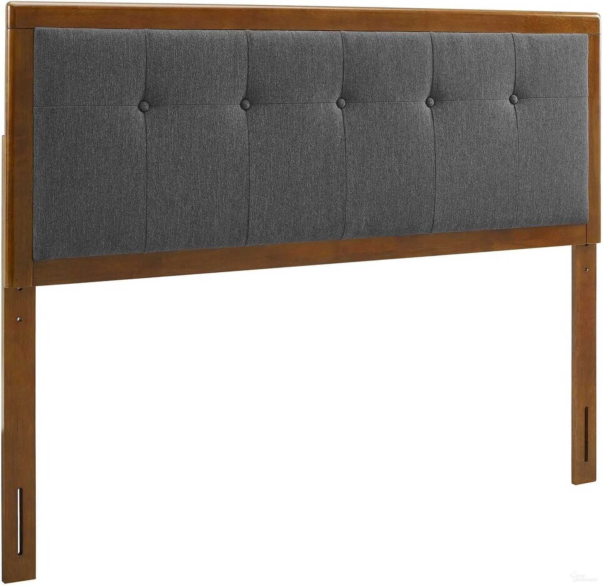 Draper Tufted King Fabric and Wood Headboard In Walnut Charcoal